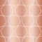 Copper metallic foil hexagons seamless vector pattern background. Geometric white shapes on shiny rose gold foil background.