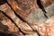 Copper ore and stones in a mine