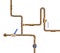 Copper Pipes with Valve on White