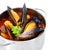 Copper pot of gourmet mussels