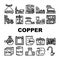 copper production industry metal icons set vector