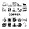 copper production industry metal icons set vector