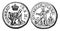 Copper Quarter Pence Coin, 1681 vintage illustration