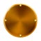 Copper round brushed, polished plate with gold bolts isolated. Vector.