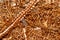 Copper shavings. Copper processing on CNC machines in production.