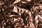 Copper shiny crinkled crumpled metal foil texture