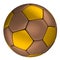 Copper soccer ball with golden dots, Isolated on w