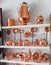 Copper utensils in souvenir shop