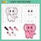 Copy drawing of Elephant. Vector draw worksheet with cute elephant.