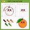 Copy drawing of Orange. Vector draw worksheet with cute orange.