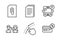 Copy files, Swipe up and People communication icons set. Bus parking, Attachment and Cashback signs. Vector