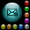 Copy mail icons in color illuminated glass buttons