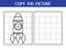 Copy the picture activity page for kids. Draw and color cute frog in a rocket