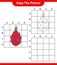 Copy the picture, copy the picture of Dragon Fruit using grid lines. Educational children game, printable worksheet, vector