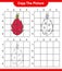 Copy the picture, copy the picture of Dragon Fruit using grid lines. Educational children game, printable worksheet, vector