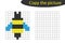 Copy the picture, pixel art, bee cartoon, drawing skills training, educational paper game for the development of children, kids