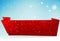 Copy space red baner winter snowflakes sky backgroud 3d render