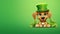 copy space, St Patricks Day Funny Puppy Green, Background Design Images. Beautiful mockup for Saint Patrick’s day.