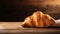 copy space, stockphoto, Croissant on a wooden table. National Croissant Day concept. Taste fresh croissant