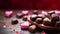 copy space, stockphoto, Heart-shaped chocolates, cocoa confession, sweet indulgence. Sweet temptation. Background design