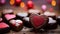 copy space, stockphoto, Heart-shaped chocolates, cocoa confession, sweet indulgence. Sweet temptation. Background design