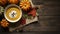 copy space, stockphoto, high quality photo, Pumpkin cream soup, top view. Beautiful autumn table setting.Tasty creamy pumpkin soup
