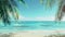 copy space, stockphoto, Sunny tropical Caribbean beach with palm trees and turquoise water. Tropical amazing beach