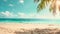 copy space, stockphoto, Sunny tropical Caribbean beach with palm trees and turquoise water. Tropical amazing beach