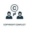 Copyright Conflict icon. Monochrome simple Copyright Conflict icon for templates, web design and infographics