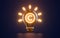 Copyright icon glowing inside lightbulb on dark background 3d render