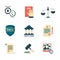 Copyright icons. Business company legal law quality administration policy regulations compliance vector flat colored