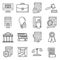 Copyright Icons set in line style isolated on white