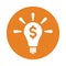 Copyright, idea, bulb icon. Orange color design