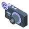 Copyright photo camera icon isometric vector. Law protection