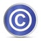 Copyright symbol icon prime blue round button vector illustration design silver frame push button