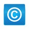 Copyright symbol icon shiny blue square button