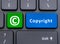 Copyright text and symbol button on keyboard concept