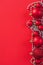 Copyspace image red christmas baubles on background