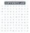 Copywrite law vector line icons set. Copyright, Law, Writing, Registration, Violation, Infringement, Intelectual