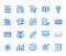 Copywriting flat line icons set. Writer typing text, social media content, e-mail newsletter, creative idea, typewriter