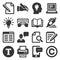 Copywriting Icons Set on White Background. Vector