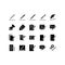 Copywriting related flat line icons set. Pen, Pencil, edit, Notes, laptop, notepad simple vector illustration. Outline sign for