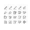 Copywriting related flat line icons set. Pen, Pencil, edit, Notes, laptop, notepad simple vector illustration. Outline sign for