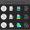 Copywriting services dark theme icons set