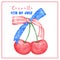 Coquette 4th of July Cherry with stars and stripes ribbon Bow Watercolor