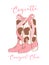 Coquette Cowgirl Boots with pink Ribbon Bow Hand Drawn Doodle