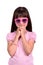 Coquette girl wearing pink dress and glasses