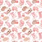 Coquette Pink cowgirl Boots and hat pattern seamless, Girly Western Digital Paper isolated on white background