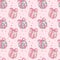 Coquette Pink Disco Ball Doodle Seamless Pattern Groovy Retro Vibes