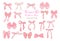 Coquette Pink Ribbon Bow Doodle Drawing, Retro vintage bow collection